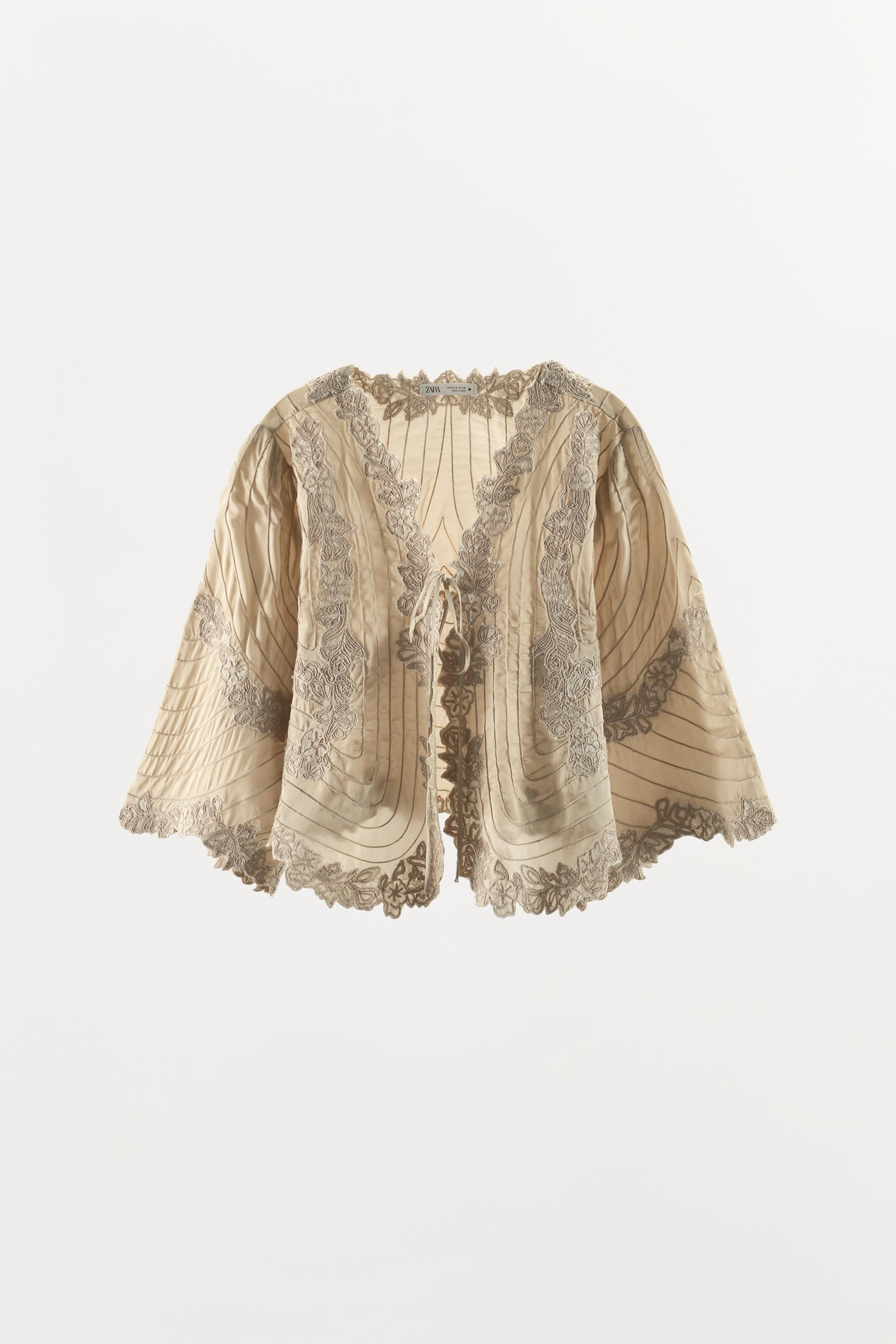 SATIN CAPE WITH FLORAL EMBROIDERY | Zara UK