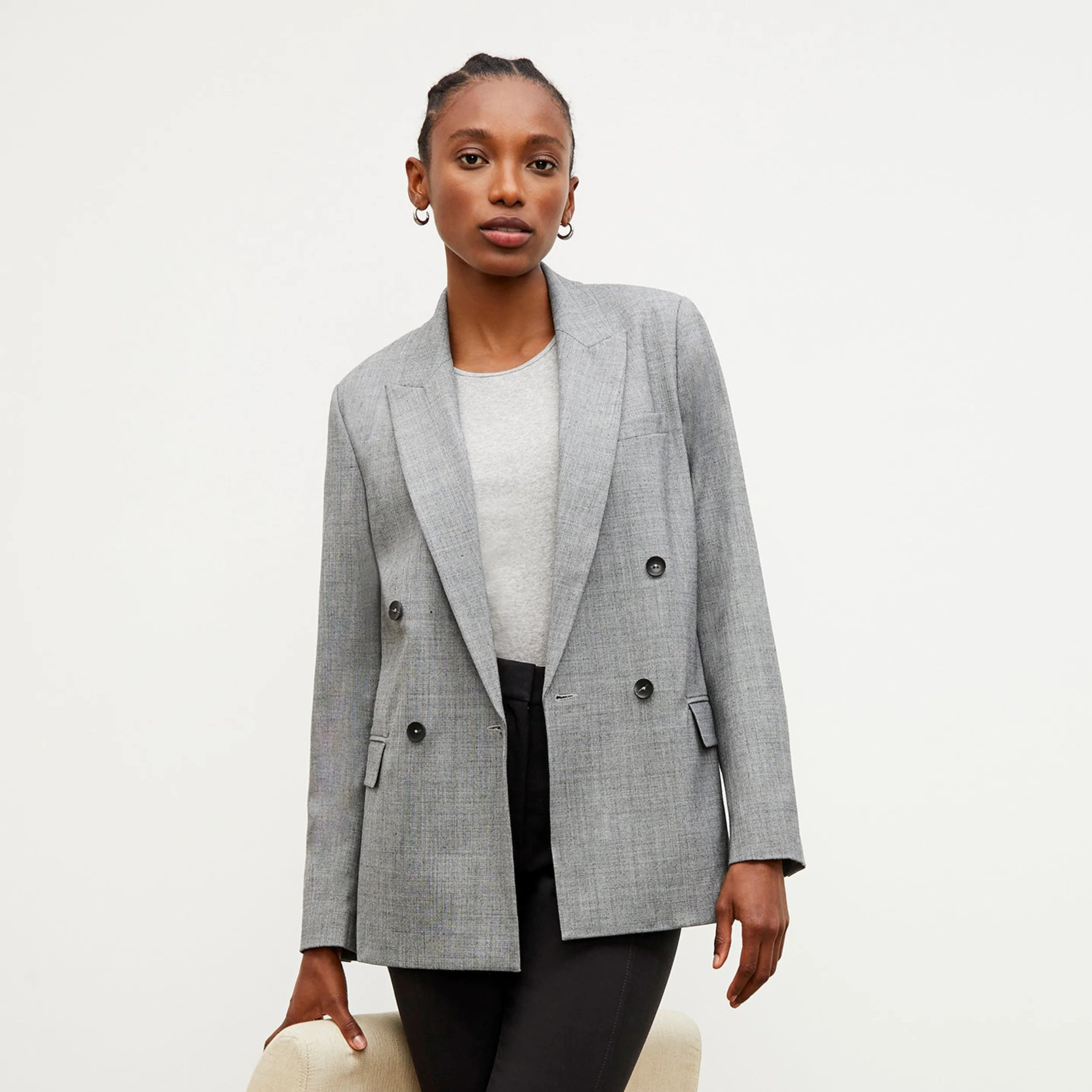 O'Hara Boyfriend Blazer - Sharkskin :: Black / White | MM LaFleur