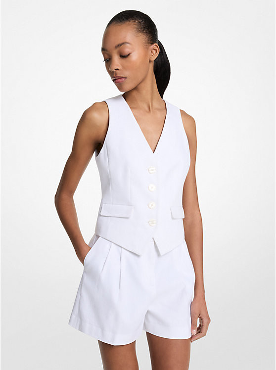 Pleated Linen and Cotton Shorts | Michael Kors US