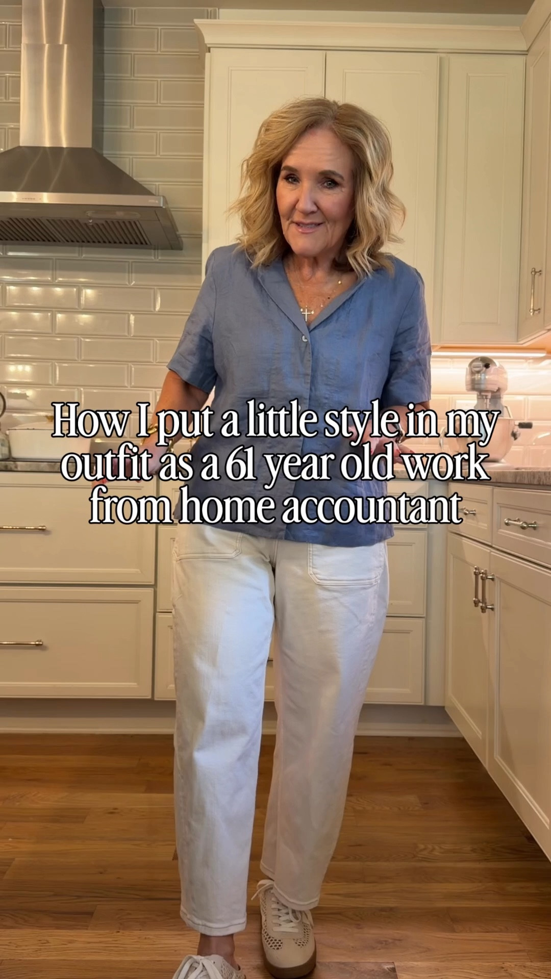 Adding/changing accessories makes a difference. 
Ecru barrel jeans size medium petite 
Linen top size medium 
Matching  cashmere size medium 

#LTKgrwm #LTKOver40 #LTKootd