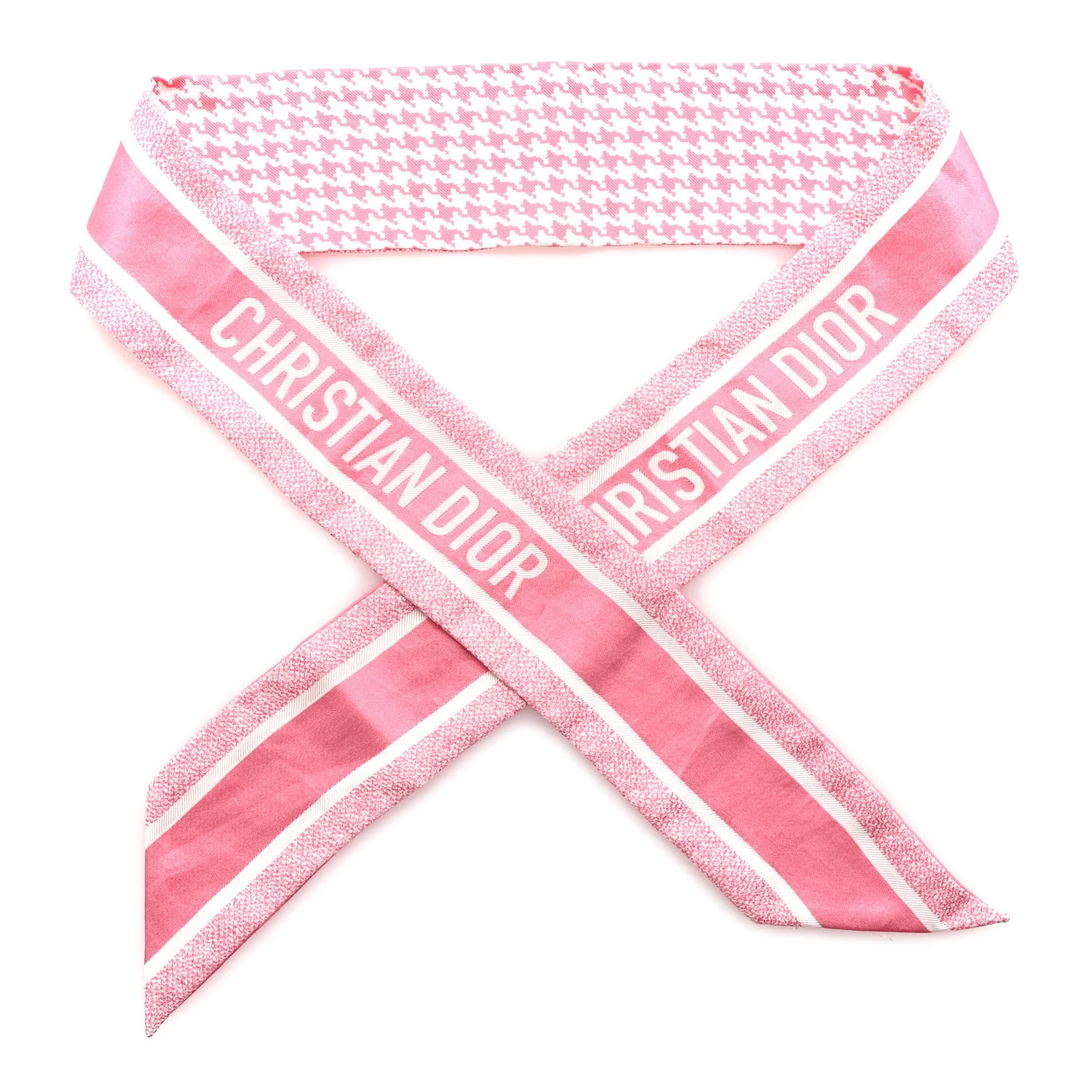 Silk Houndstooth Mitzah Scarf Pink | FASHIONPHILE (US)