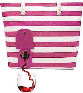 PortoVino Tote Beach Bag - Canvas Drink Purse with Hidden Spout and Dispenser Flask for Drink Lov... | Amazon (US)