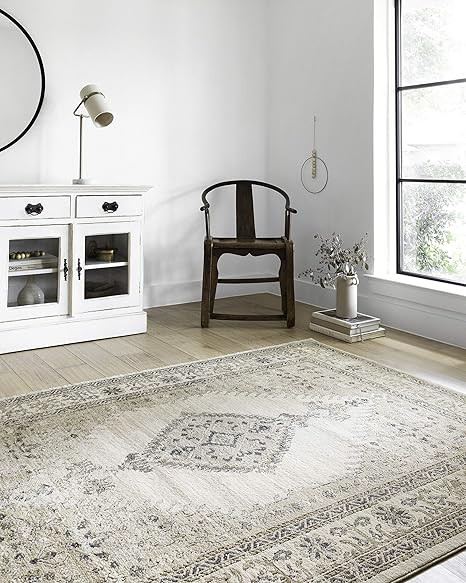 Loloi II Teagan Collection TEA-02 Oatmeal/Ivory 6'-7" x 9'-2" Area Rug | Amazon (US)