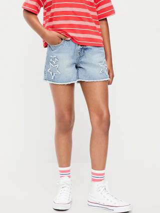High-Waisted Frayed-Hem Jean Shorts for Girls | Old Navy (US)