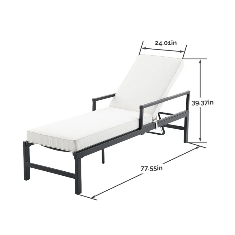 My Texas House Cambria Steel Outdoor Chaise Lounge, Black | Walmart (US)