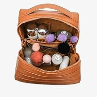 Striped PVC Large-Capacity Portable Toiletry and Makeup Bag, Perfect for Outdoor Travel (Brown) | Amazon (US)