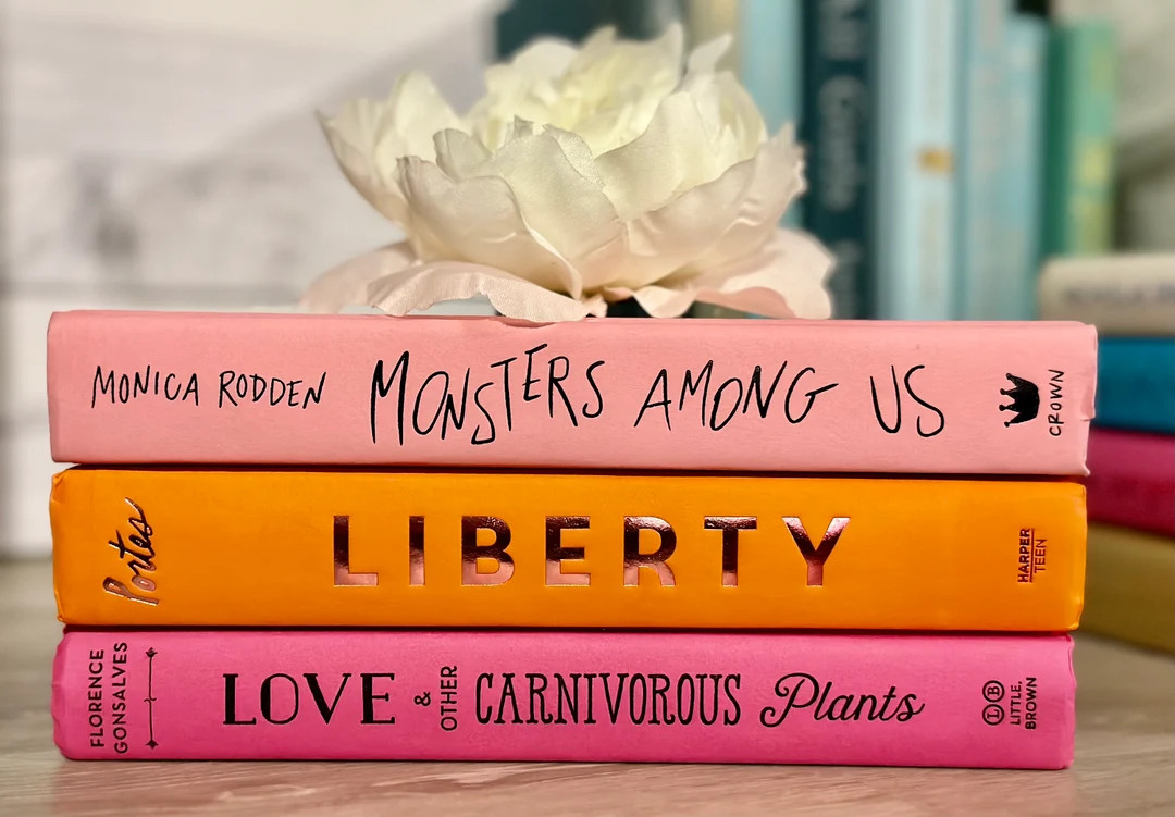 Orange and Pink Decorative Book Stack - Etsy | Etsy (US)