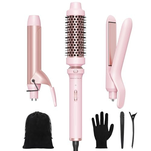 Wavytalk 3 in 1 Curling Wand Set with Heated Round Brush,Versatile Styling | Amazon (US)