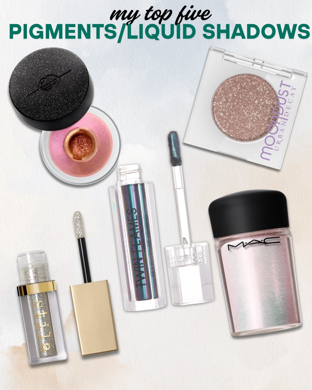 These are my top 5 pigments and loose shadows for sparkle, shimmer, and show-stopping eyes.

Stila Glitter & Glow Liquid Eyeshadow – Iconic liquid glitter with major sparkle and no fallout. One-swipe drama.

Danessa Myricks Twin Flames – Multichrome magic. Shifts shades with every angle and gives that wet, glossy shimmer.

Urban Decay Moondust Eyeshadow in Space Cowboy – The perfect sparkle topper. Adds a twinkle to any look with a soft, sheer base.

MAC Cosmetics Reflex Pigments – Ultra-fine shimmer that catches the light beautifully. Great for layering or bold glam.

Make Up For Ever Star Lit Loose Pigments – Pure pigment that blends effortlessly and delivers rich shimmer with max impact.

#Top5LooseShadows #PigmentPop #GlitterEyes #MultichromeMagic #EyeCatchingShimmer #BoldEyeLooks #LTKMakeup #LTKBeauty

#LTKBeauty