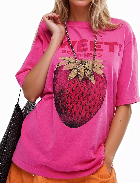 Women's 100% Cotton Graphic Oversized Vintage Floral T Shirt Flattering Breathable Graphic Tees f... | Amazon (US)