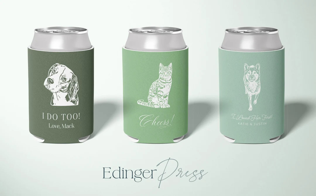 Custom Animal Wedding Can Coolers, Personalized Pet Wedding Can Coolers, Wedding Favors - Etsy | Etsy (US)