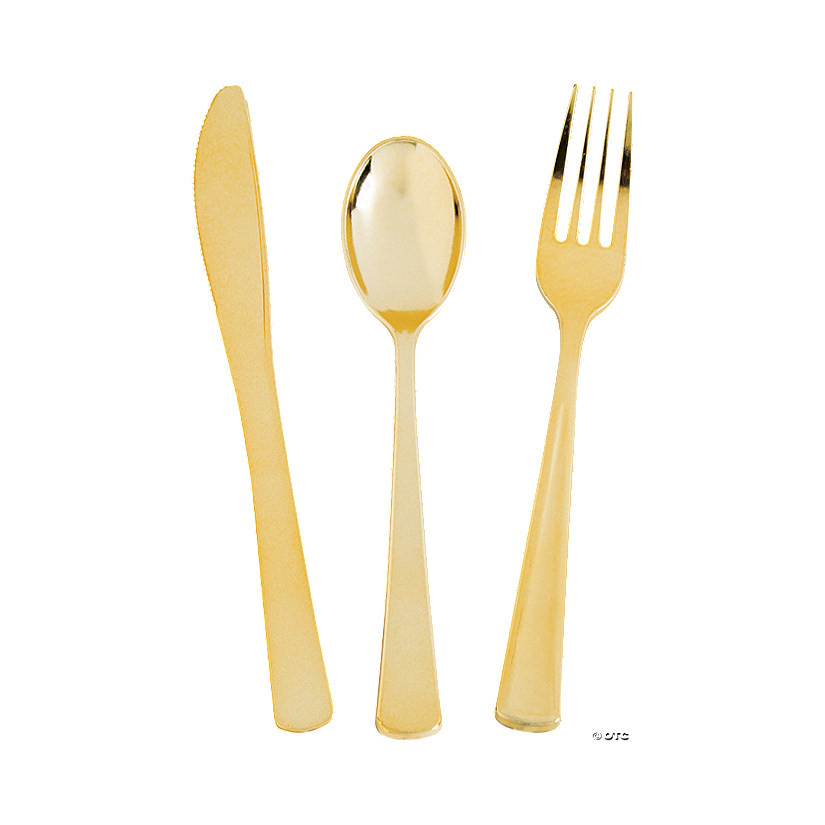 Premium Metallic Plastic Cutlery - 24 Ct. | Oriental Trading Company