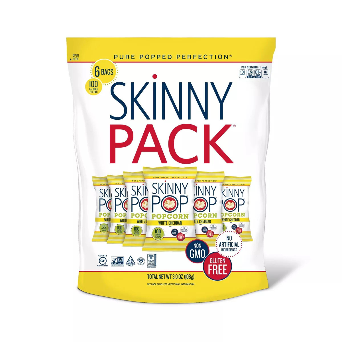 SkinnyPop White Cheddar Popcorn Skinny Pack - 6ct - 3.9oz | Target