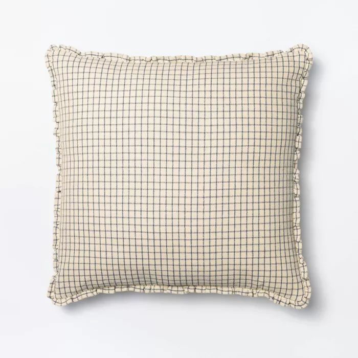 Oversized Mini Windowpane Square Throw Pillow Cream/Slate Blue - Threshold&#8482; designed with S... | Target