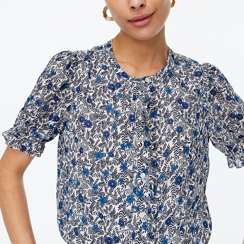 Factory: Crinkle Puff-sleeve Ruffle Top For Women | J.Crew Factory