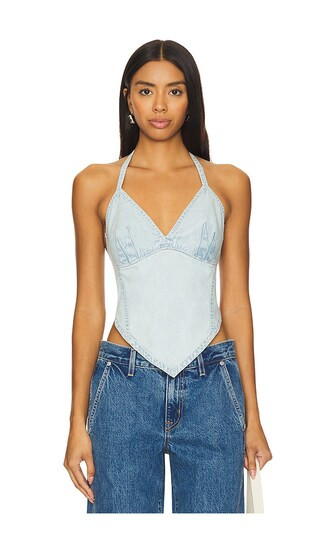 x We The Free x REVOLVE Aurora Denim Halter in Light Tint Wash | Revolve Clothing (Global)