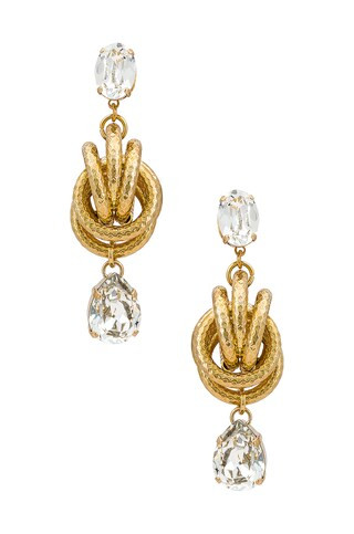Anton Heunis Crystal Knot Earrings in Gold from Revolve.com | Revolve Clothing (Global)