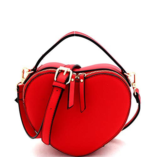 Cute Heart Shape Girls Womens Vegan Leather Small Handle Satchel Crossbody Purse | Amazon (US)