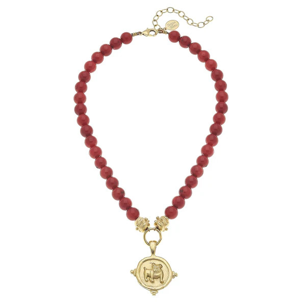 Bulldog + Red Coral Necklace | Susan Shaw