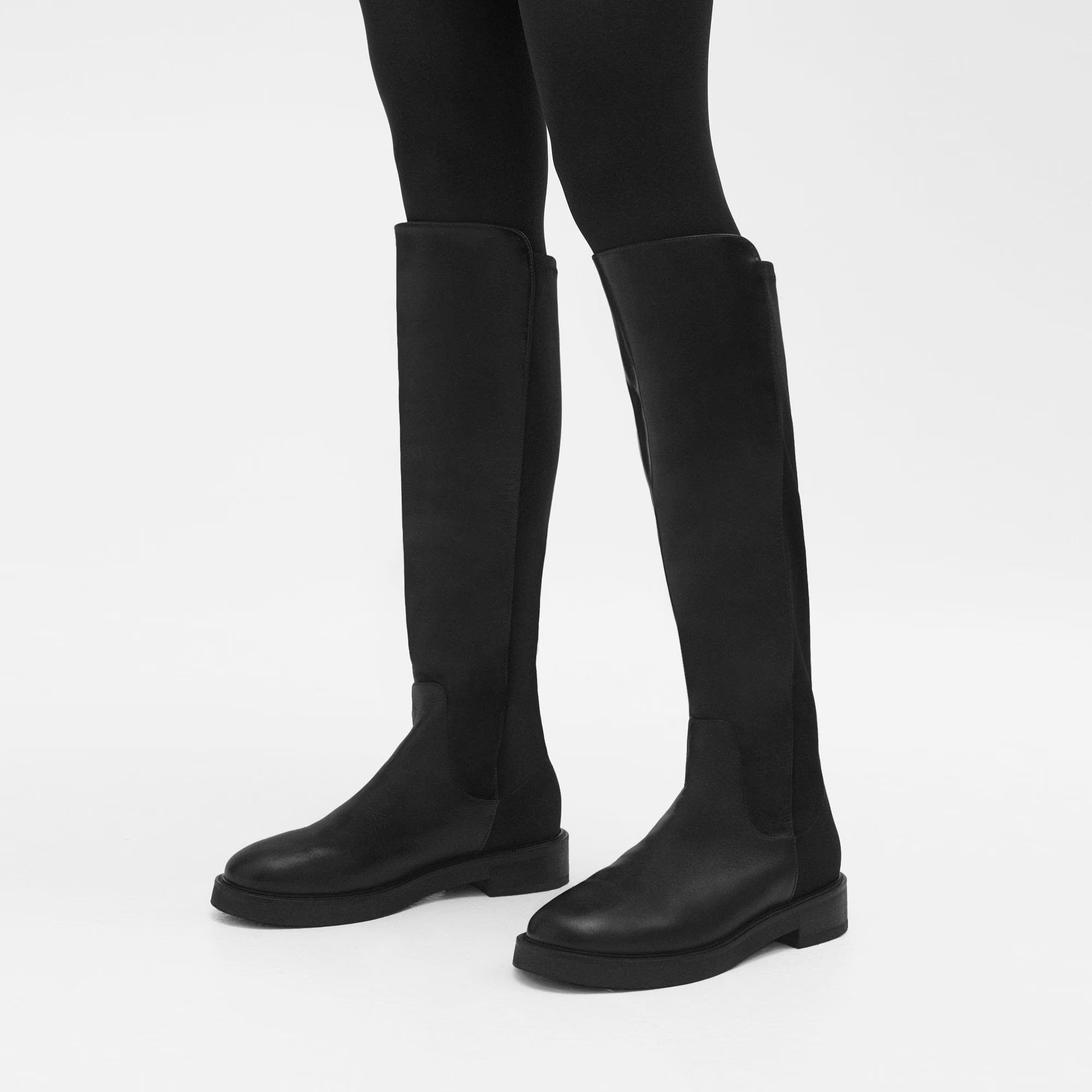 Knee-High Pull-On Boot in Leather | Theory