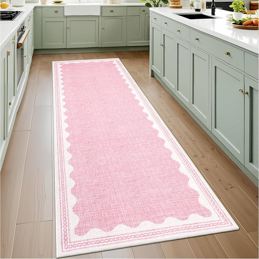 GarveeHome 2x6 Runner Rug for Hallway Washable Kitchen Rugs Non Slip Solid Pink Modern Minimalism... | Amazon (US)