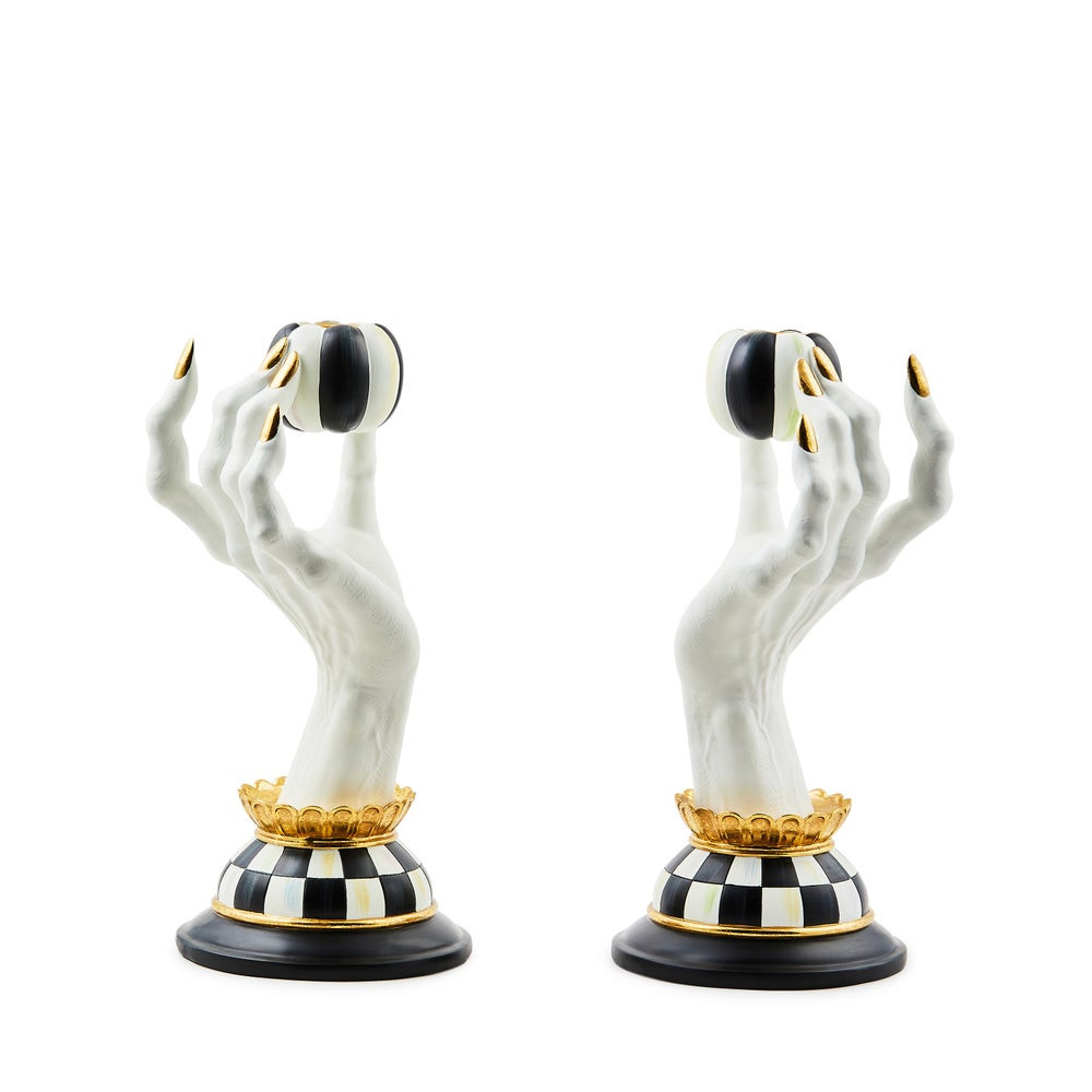 Haunted House Spooky Hand Candle Holders, Set of 2 | MacKenzie-Childs