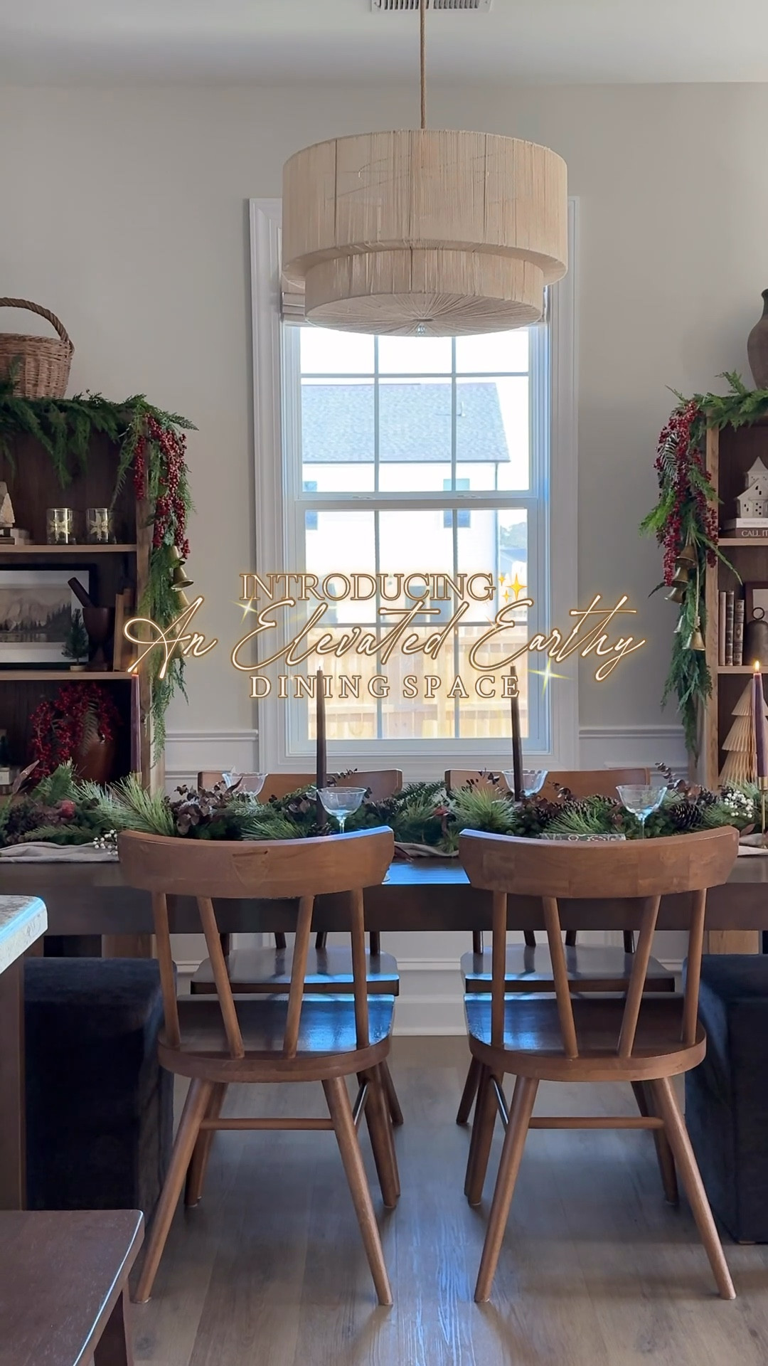 #ad Plank & Beam dining furniture. Contour dining table in walnut. Upholstered dining chairs. Holiday tablescape. Christmas table  

#LTKSeasonal #LTKHoliday #LTKHome