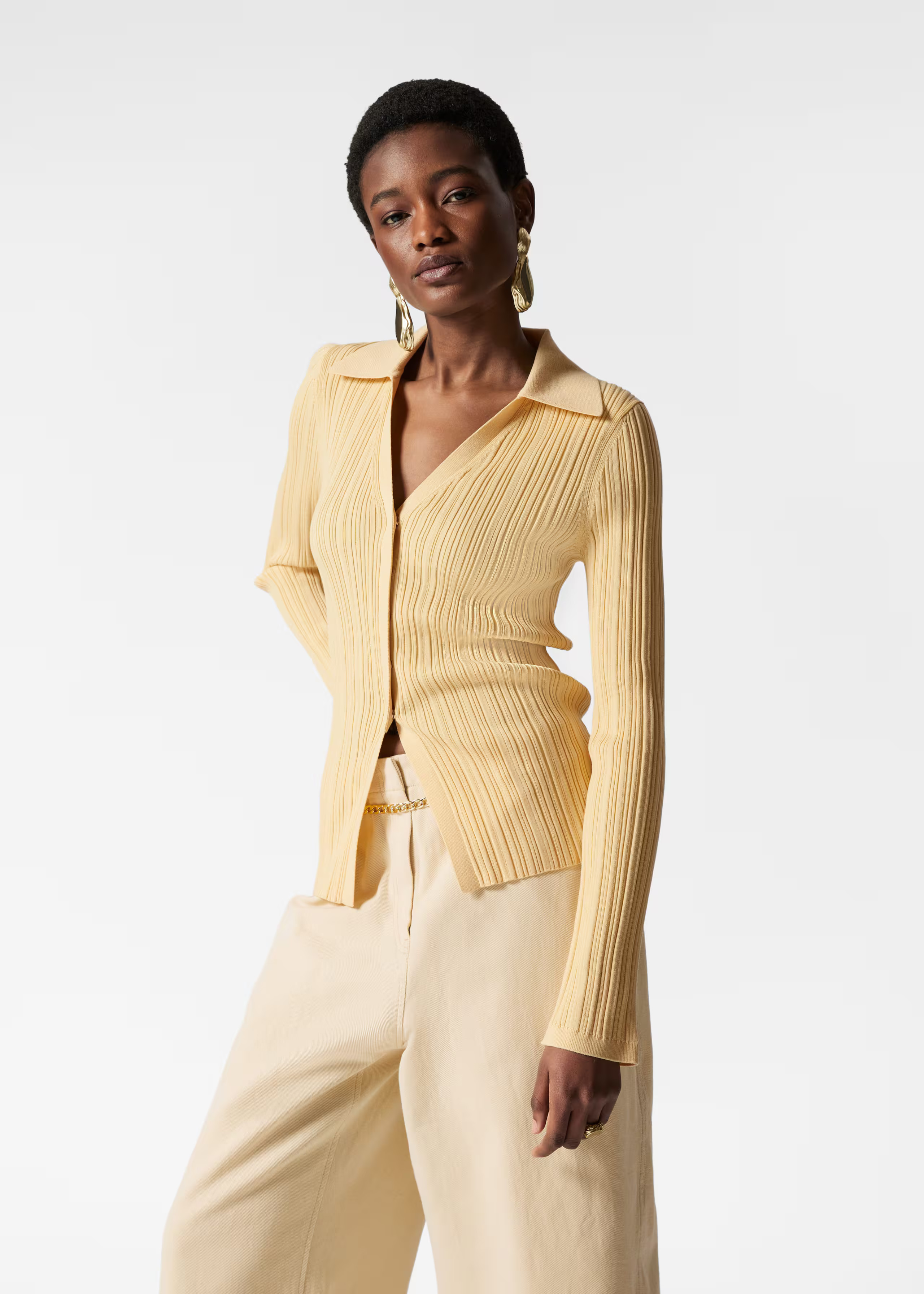 Collared Rib-Knit Cardigan | & Other Stories UK