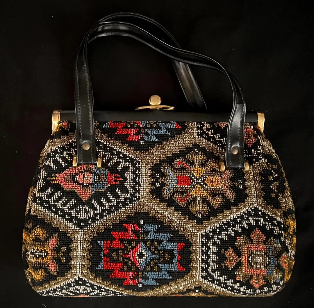 1960s Tapestry Carpet Bag: Mid Century Geometric Purse - Etsy Canada | Etsy (US)