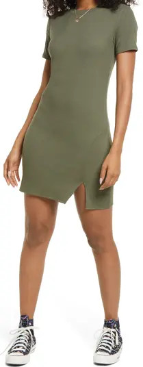 Front Slit Rib T-Shirt Dress | Nordstrom