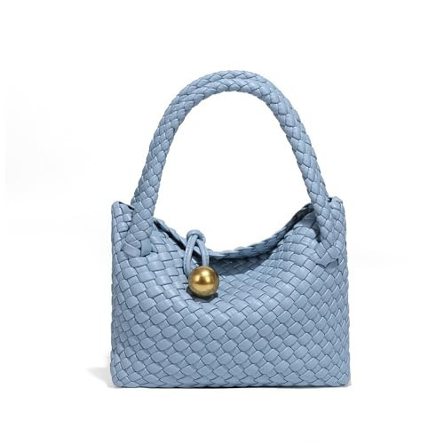 Waiyqju Mini Woven Women's Handbag Lightweight Luxury Vegan Leather Handle Fashion Business Daily Crossbody Bag (2# Light blue) | Amazon (US)