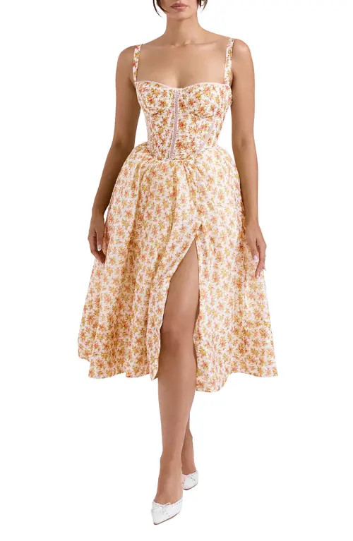 HOUSE OF CB Kelly Floral Print Corset Dress in Sunway at Nordstrom, Size Small A | Nordstrom