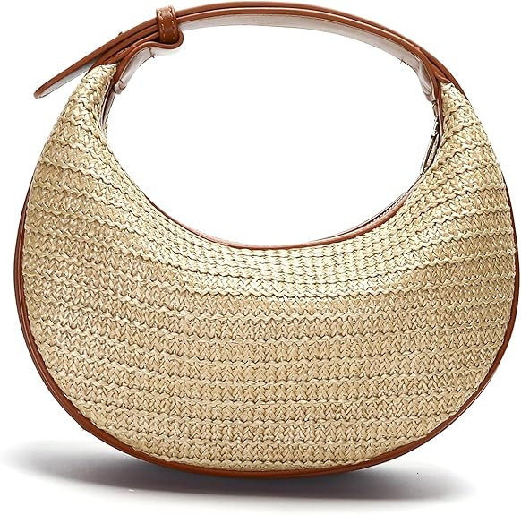 Herald Straw Crossbody Bag for Women Beach Woven Hobo Handbag Summer Chic Crescent Shoulder Purse... | Amazon (US)