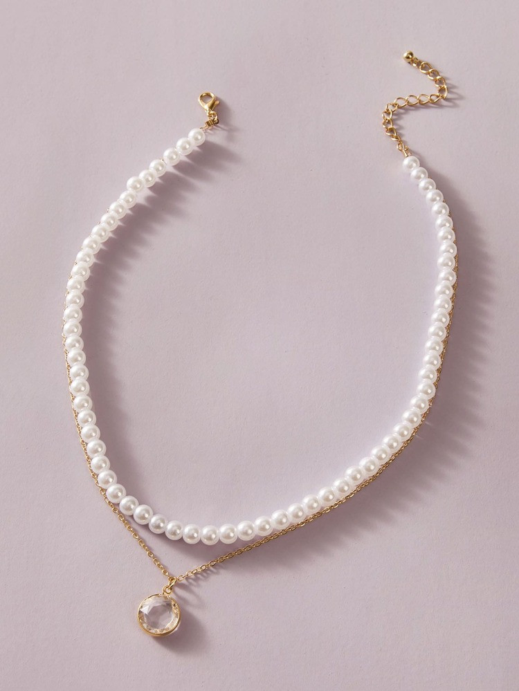 1pc Faux Pearl Decor Layered Necklace | SHEIN