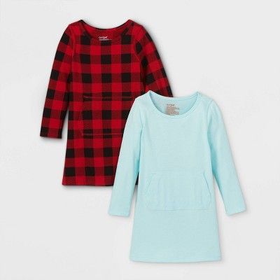 Toddler Girls' 2pk Adaptive Abdominal Access Knit Long Sleeve Dress - Cat & Jack™ Red/Mint | Target