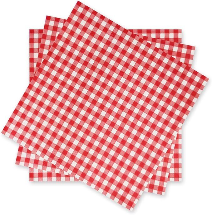 Gatherfun Disposable Red and White Gingham Paper Napkins (Pack of 50) | Amazon (US)
