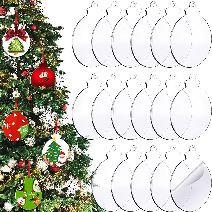 50 Pieces 3.7 Inch Acrylic Christmas Ornament Blank Transparent Acrylic Disc Acrylic DIY Blank Cl... | Amazon (US)