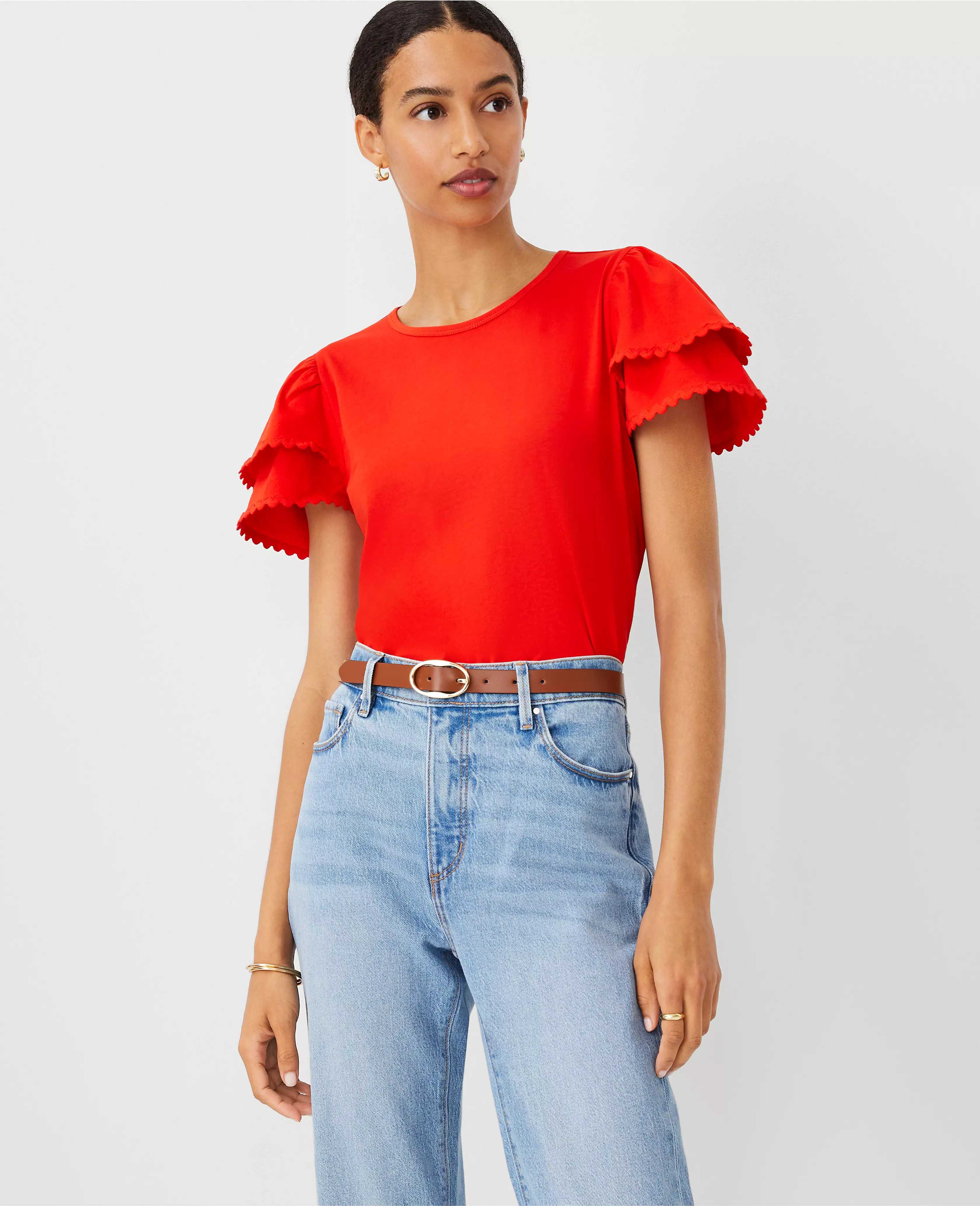 Ric Rac Trim Pima Cotton Tee | Ann Taylor (US)