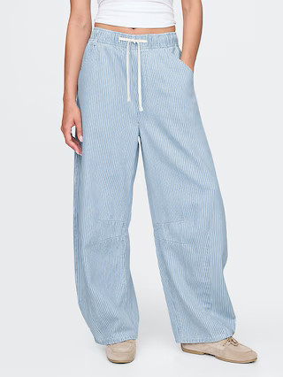 Mid Rise UltraSoft Denim Stripe Easy Horseshoe Jeans | Gap (US)