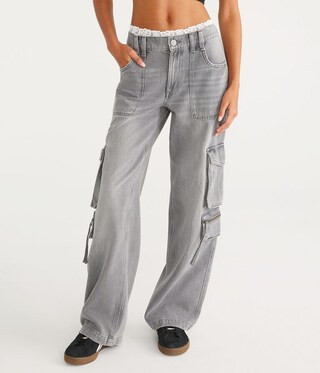 Mid-Rise Wide Leg Cargo Jean | Aeropostale
