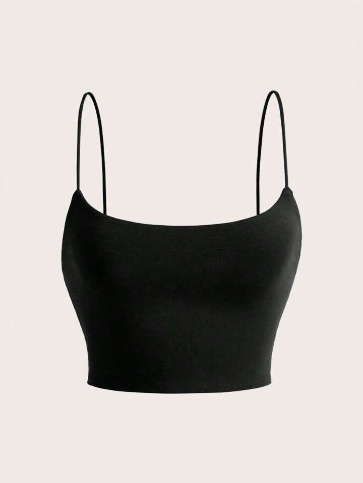 SHEIN EZwear Solid Crop Cami Top | SHEIN
