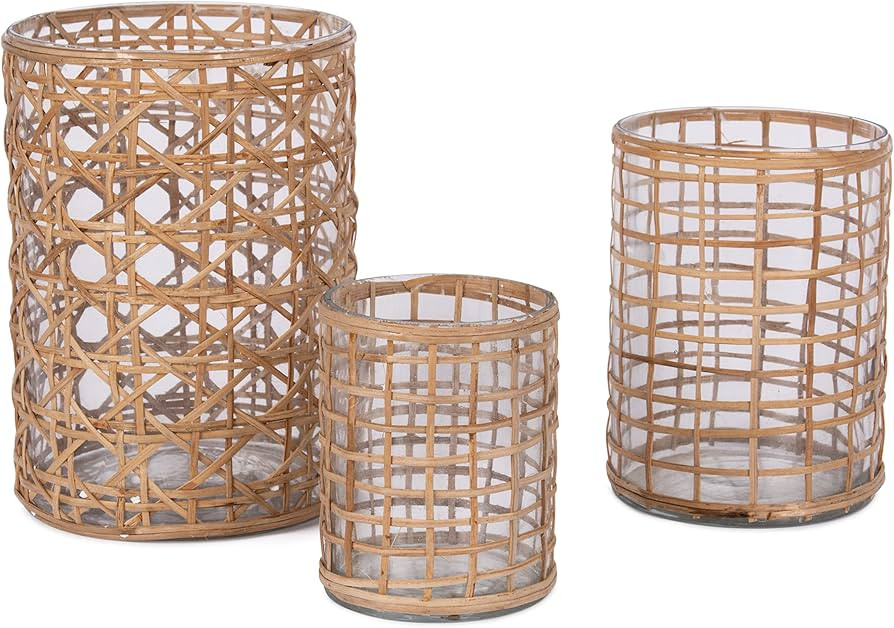 Koyal Wholesale Rattan Votive Candle Holders, 3-Pack, Home Decor Accessories for The Coffee Table... | Amazon (US)