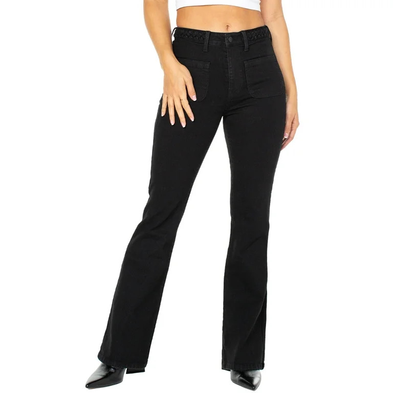 Celebrity Pink Women's Juniors Braided Waistband Flare Jeans, Sizes 1-21 | Walmart (US)