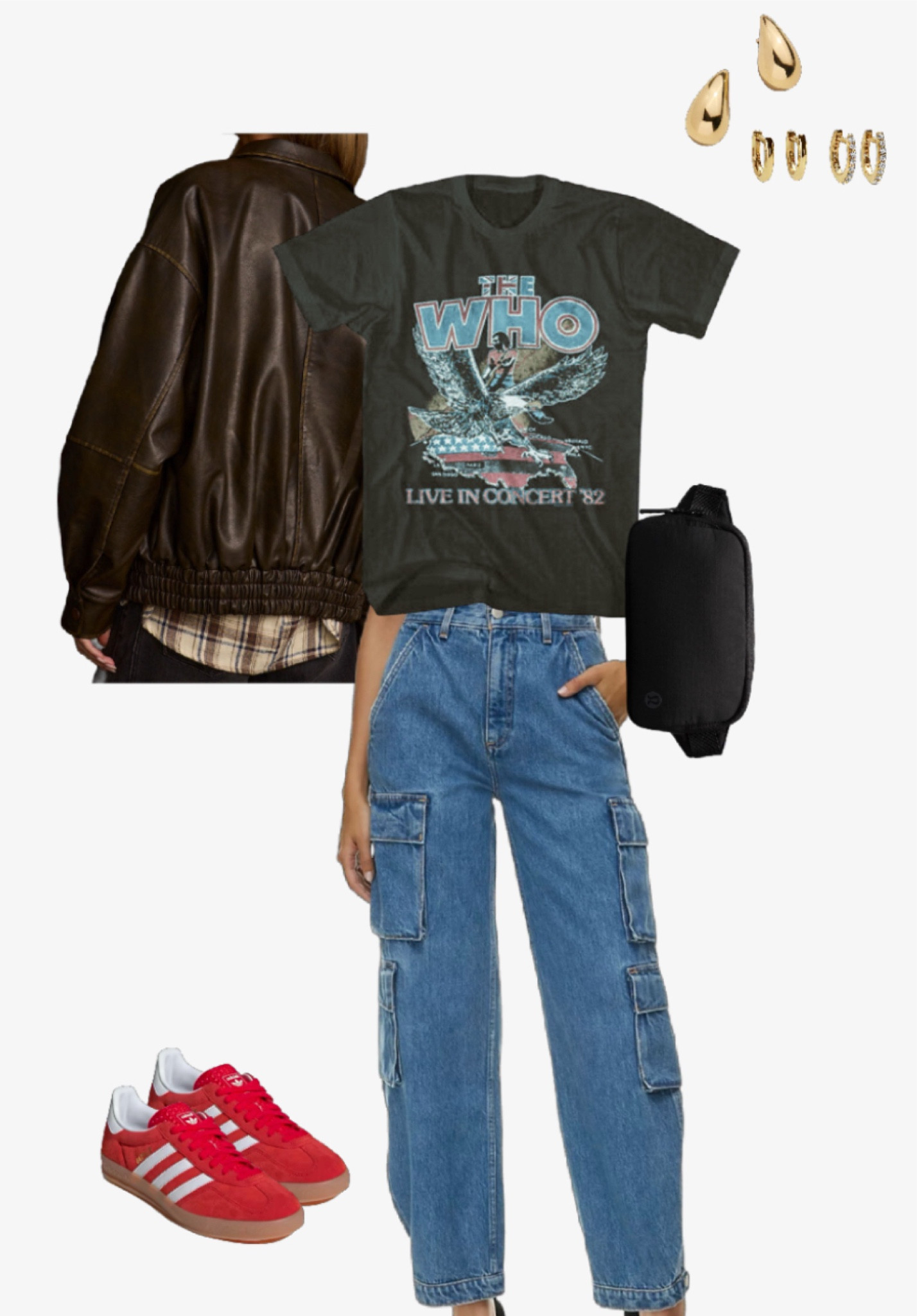 Casual cool fall look with this truly one of a kind oversized leather jacket! Pair it with a band graphic t-shirt, cargo jeans, and some adidas! I’m obsessed with these bright red adidas gazelles right now! 

#LTKCyberWeek #LTKStyleTip #LTKSeasonal