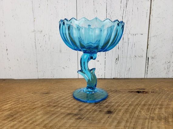 Vintage Blue Indiana Glass Tulip Compote Lotus Shaped Pedestal Candy Dish Footed Fruit Bowl Servi... | Etsy (CAD)