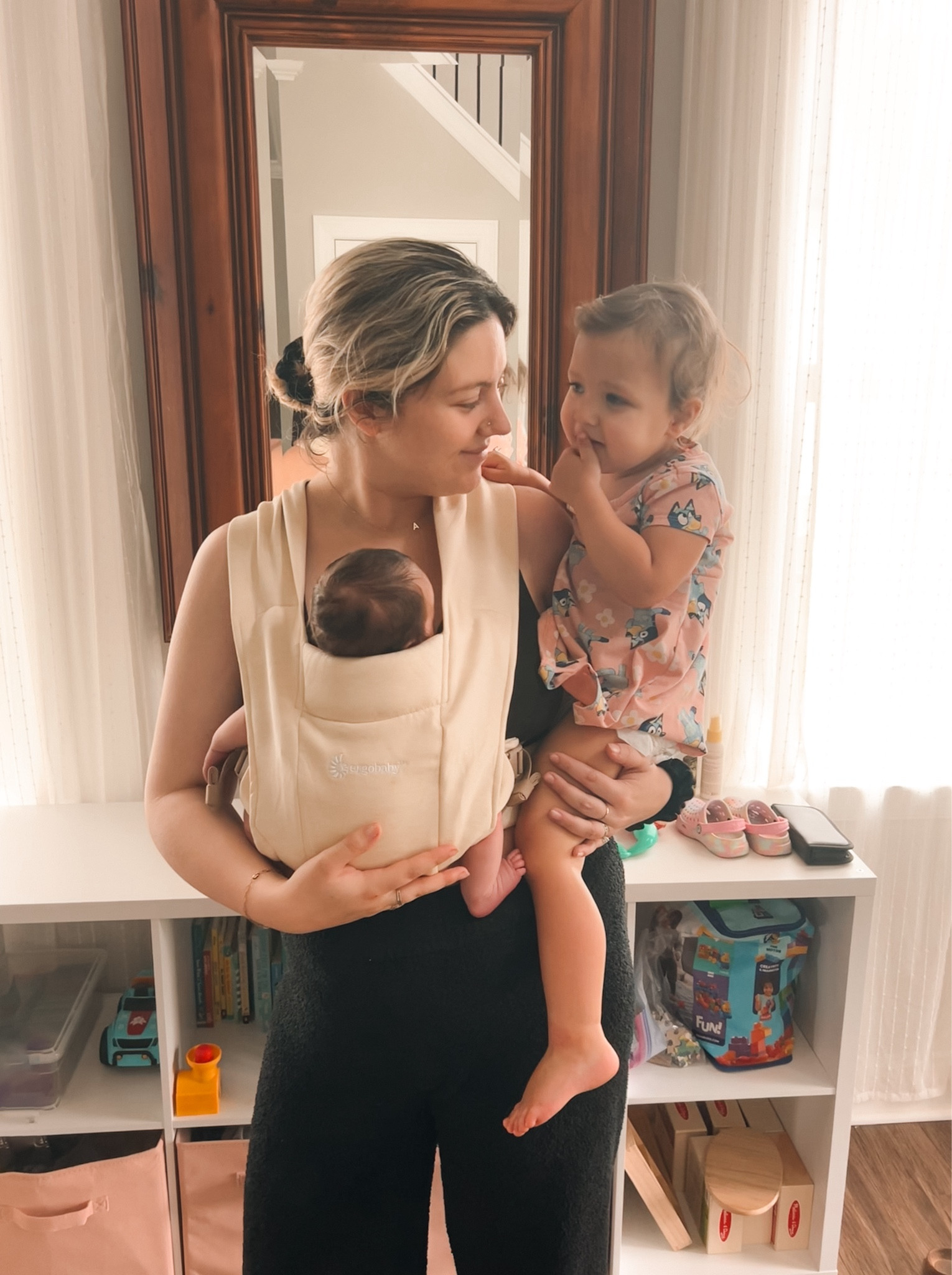 Definitely staying on my toes with two under two, second time mom, 2 under 2, girl mom, toddler mom, baby carrier, baby wearing, postpartum essentials

#LTKFamily #LTKKids #LTKBaby