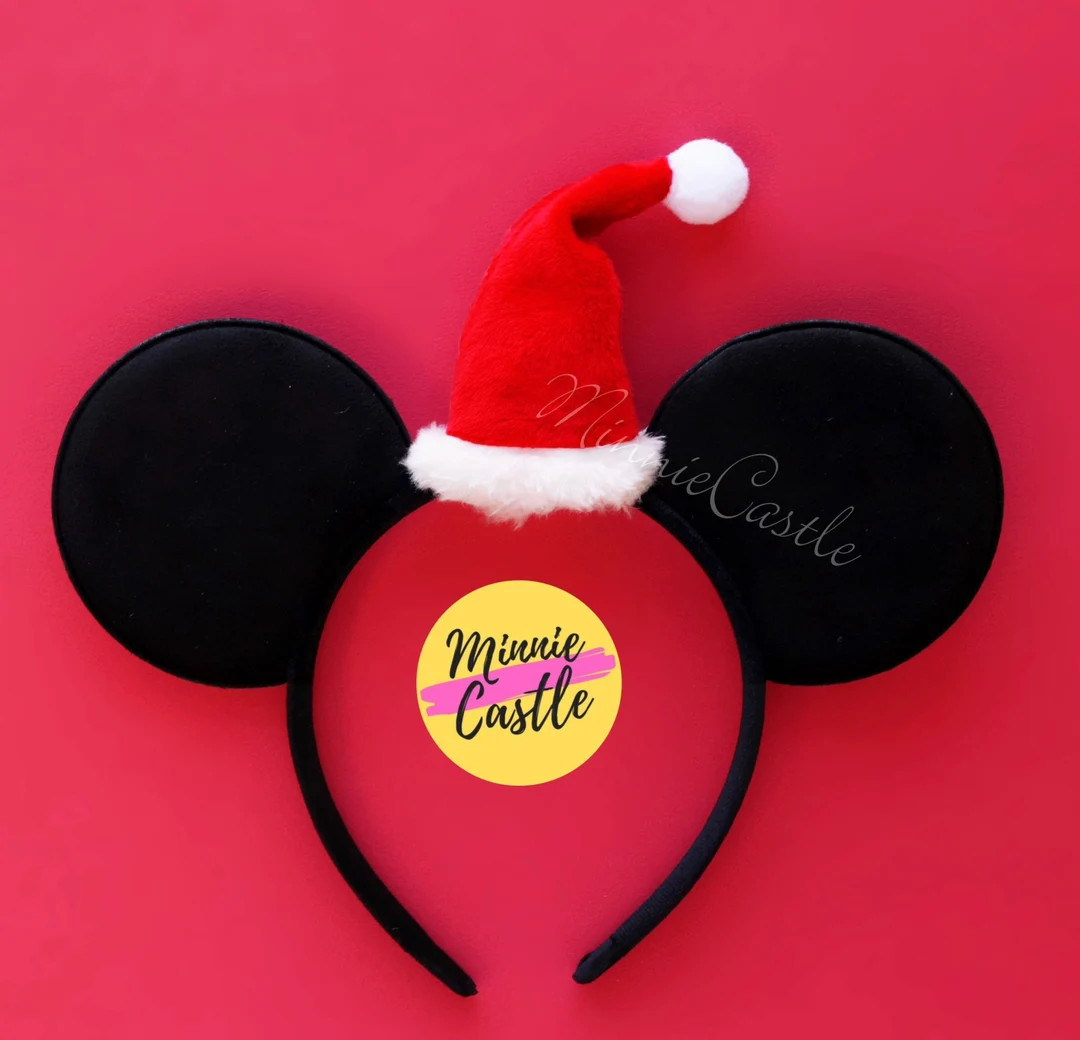 Mickey Ears, Santa Hat Mickey Ears, Mickey Ears, Christmas Minnie Ears, Boy Mouse Ears, Santa Min... | Etsy (US)
