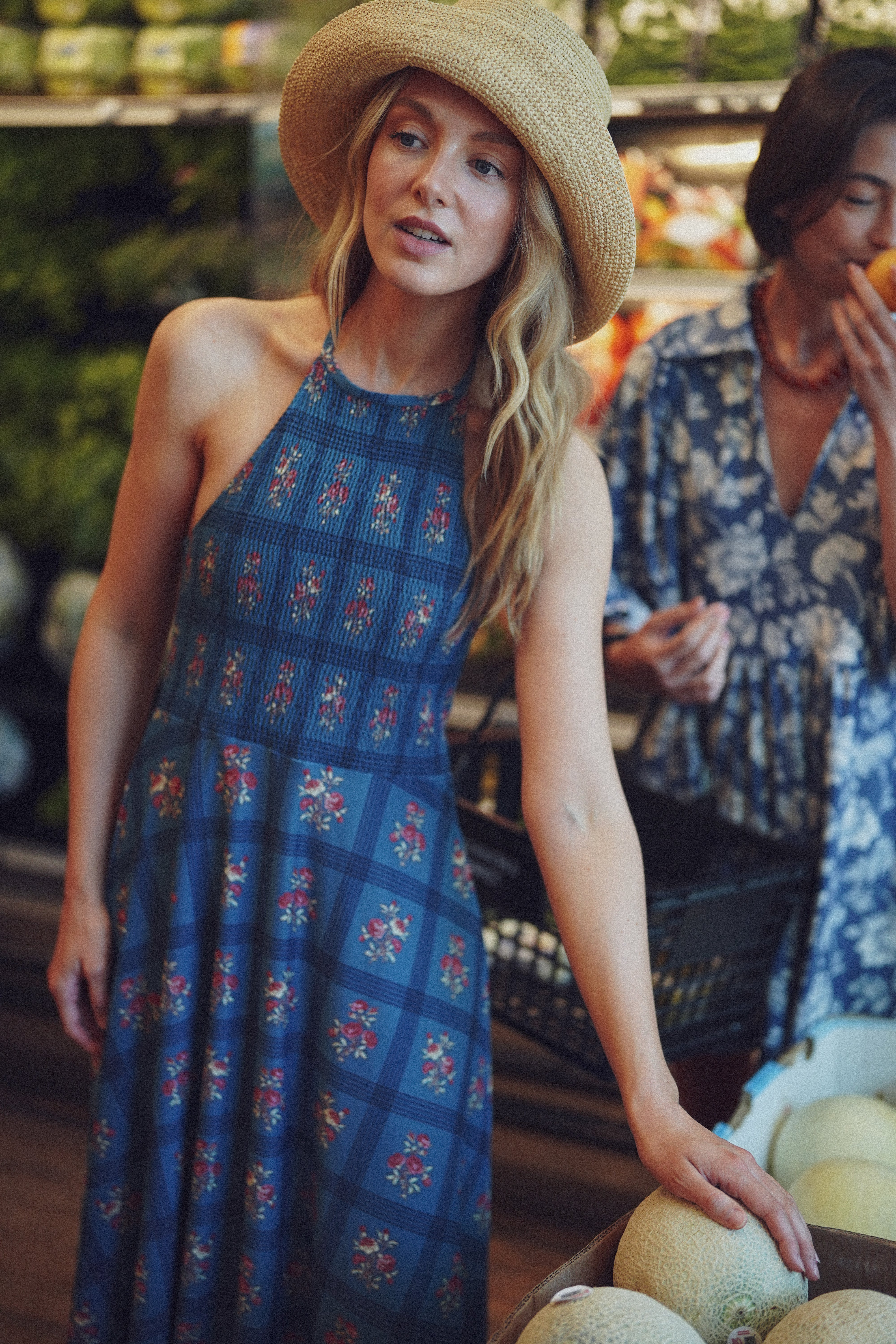 Florenza Dress - Camellia Plaid Porcelain | Smith and Quinn