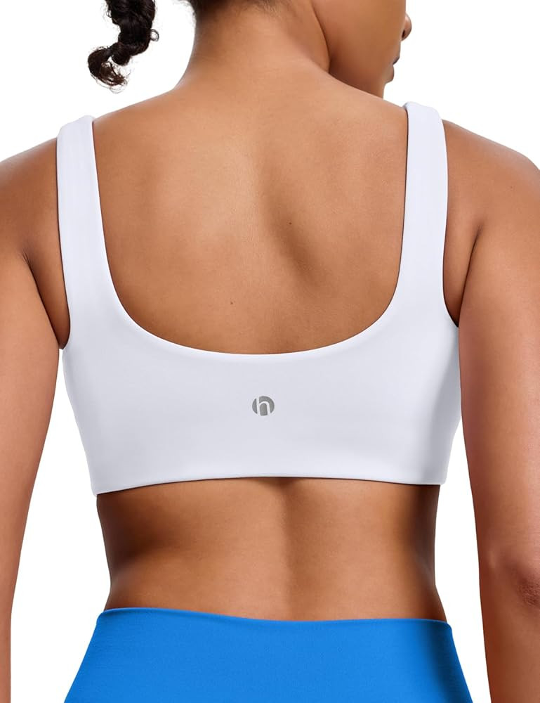 HeyNuts Womens U Back Sports Bra, Scoop Neck Low Impact Workout Yoga Tops Padded with Built in Br... | Amazon (US)