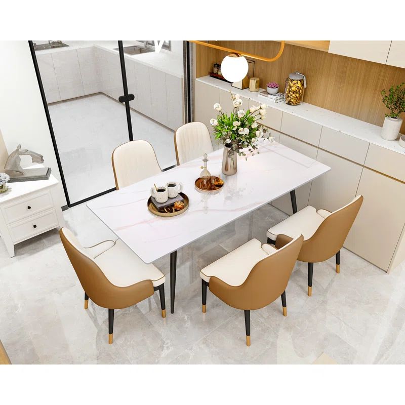 Joseff 63" Modern Dining Table Marble Kitchen Table for 6 | Wayfair North America